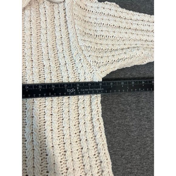 Aerie Cable Car Quarter Zip Sweater Sz XS Cable Knit Cozy Comfort Neutral Soft - Picture 6 of 7